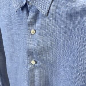 Banana Republic Factory Linen-Cotton Shirt (Blue/White)